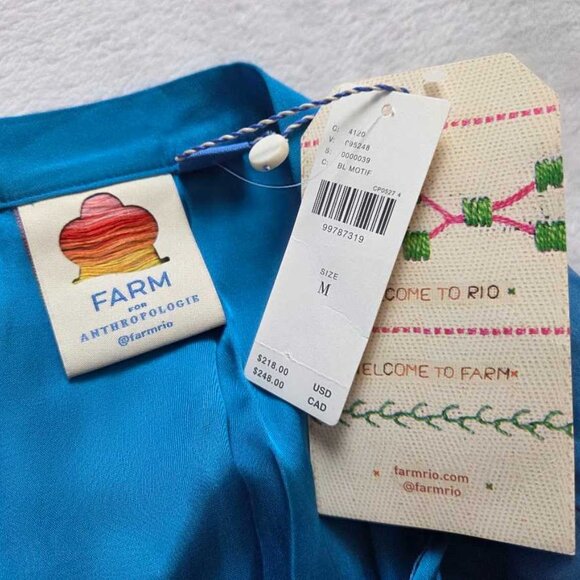 New M Farm Rio x Anthropologie Floral organza midi skirt in Blue Peony - Picture 6 of 9